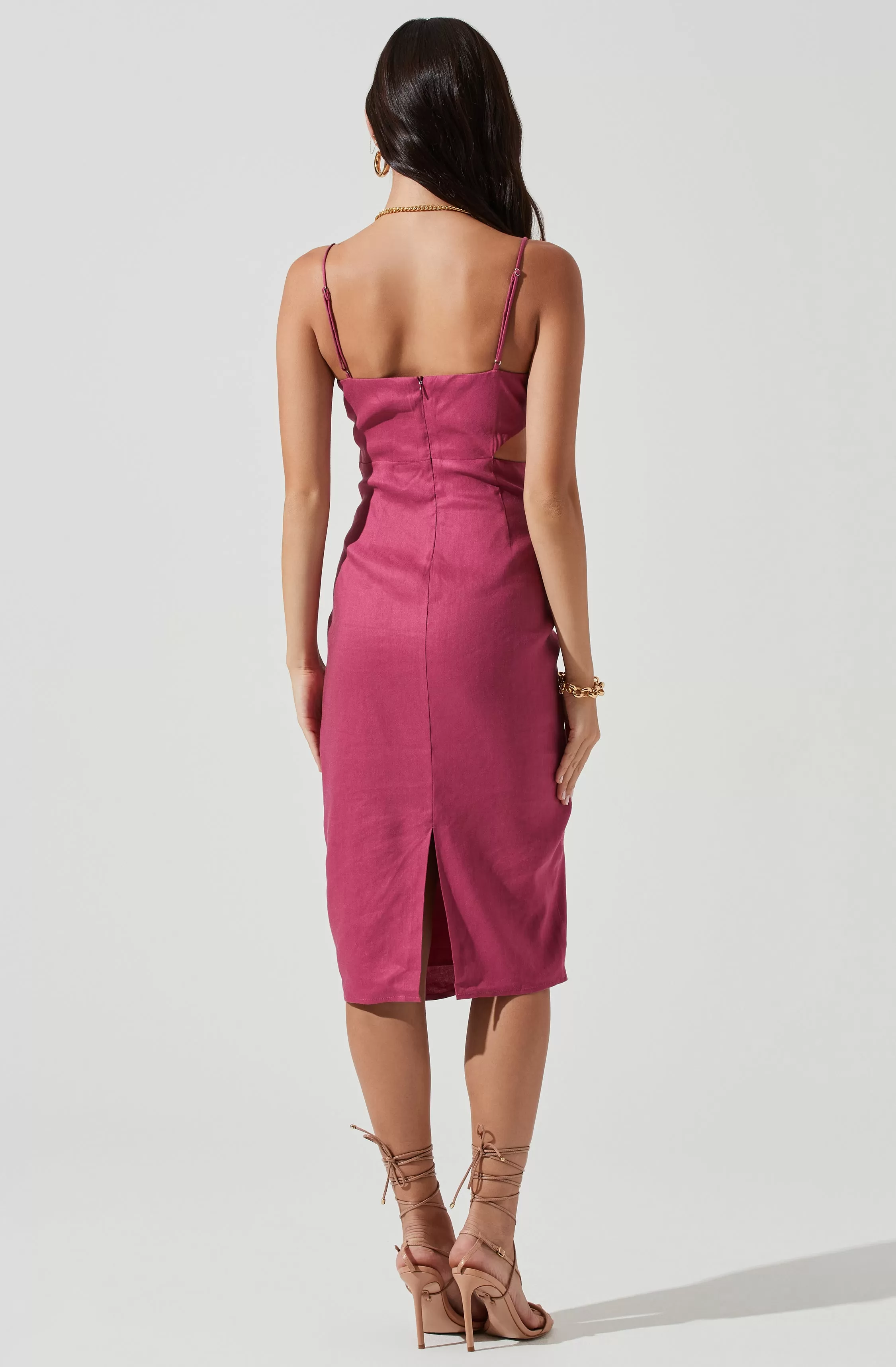 Didion Twist Front Side Cutout Midi Dress