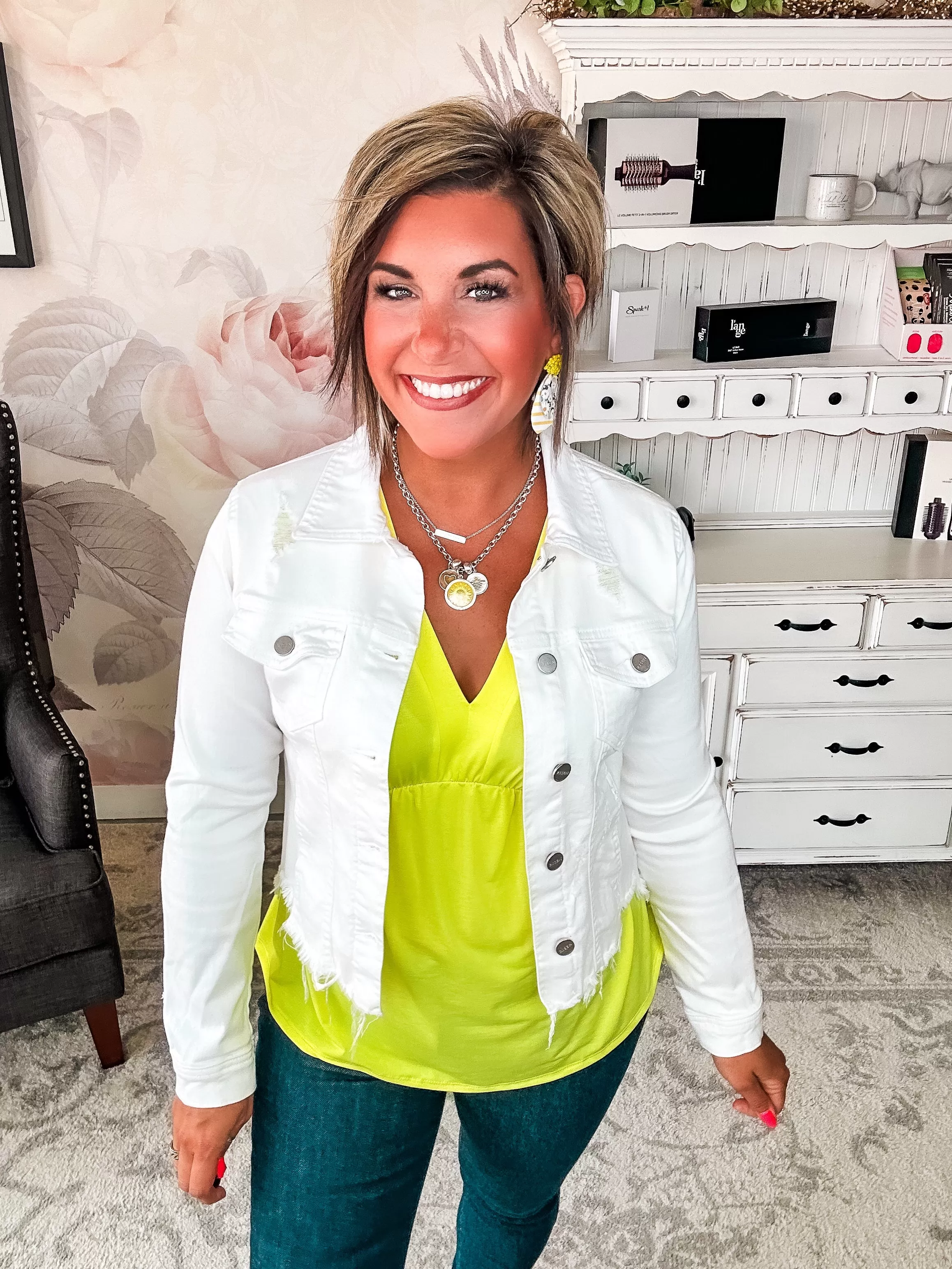 Dream On Peplum Short Sleeve Top - Neon Yellow