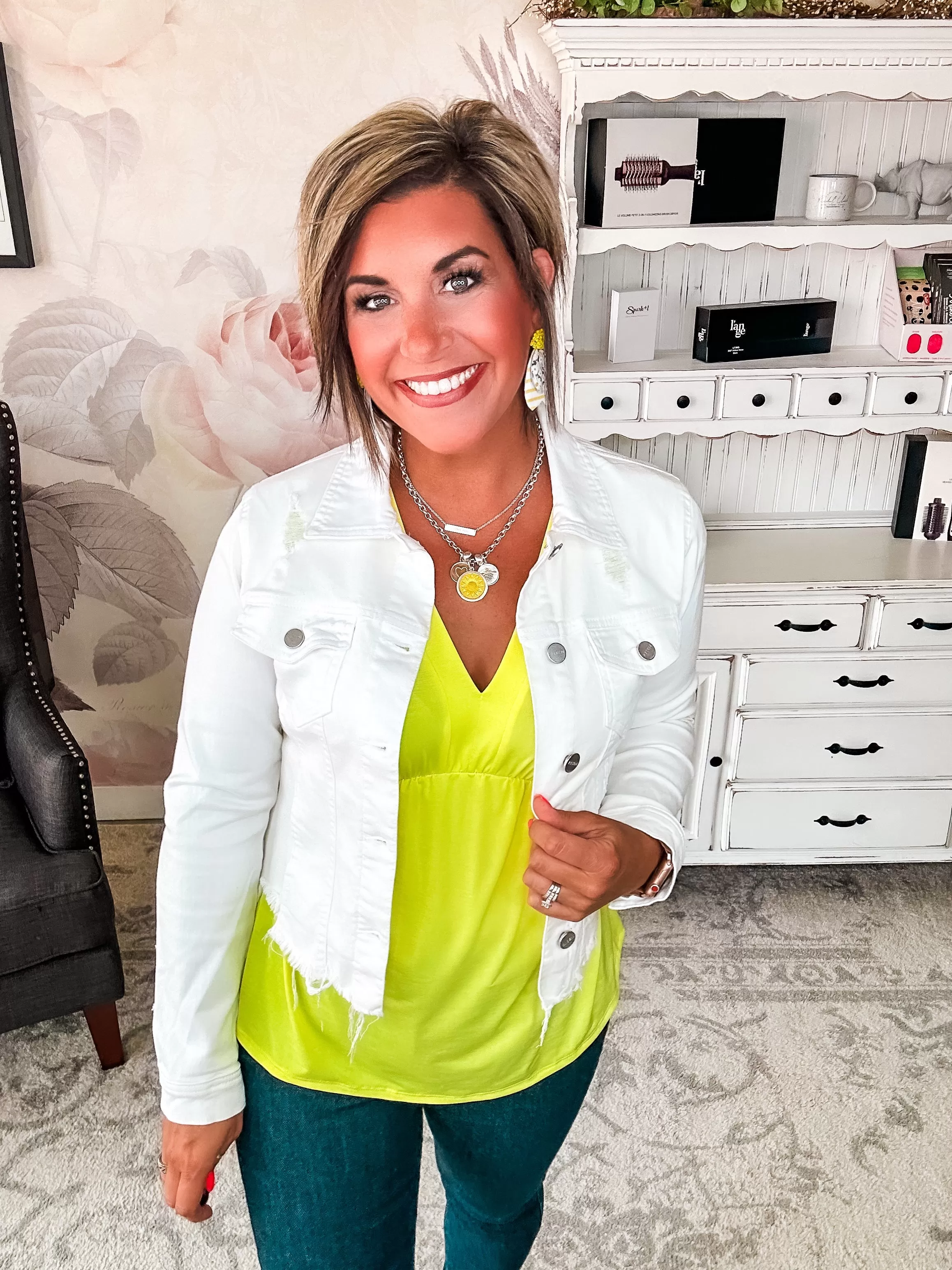 Dream On Peplum Short Sleeve Top - Neon Yellow