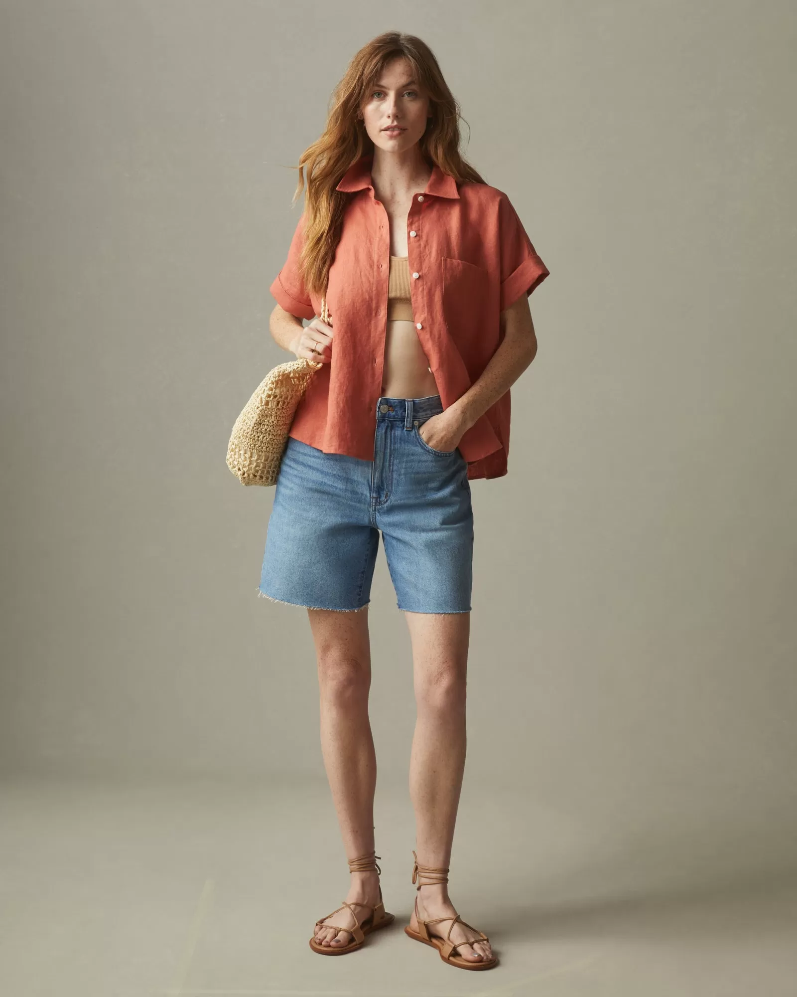 Easy Linen Shirt - Deep Apricot