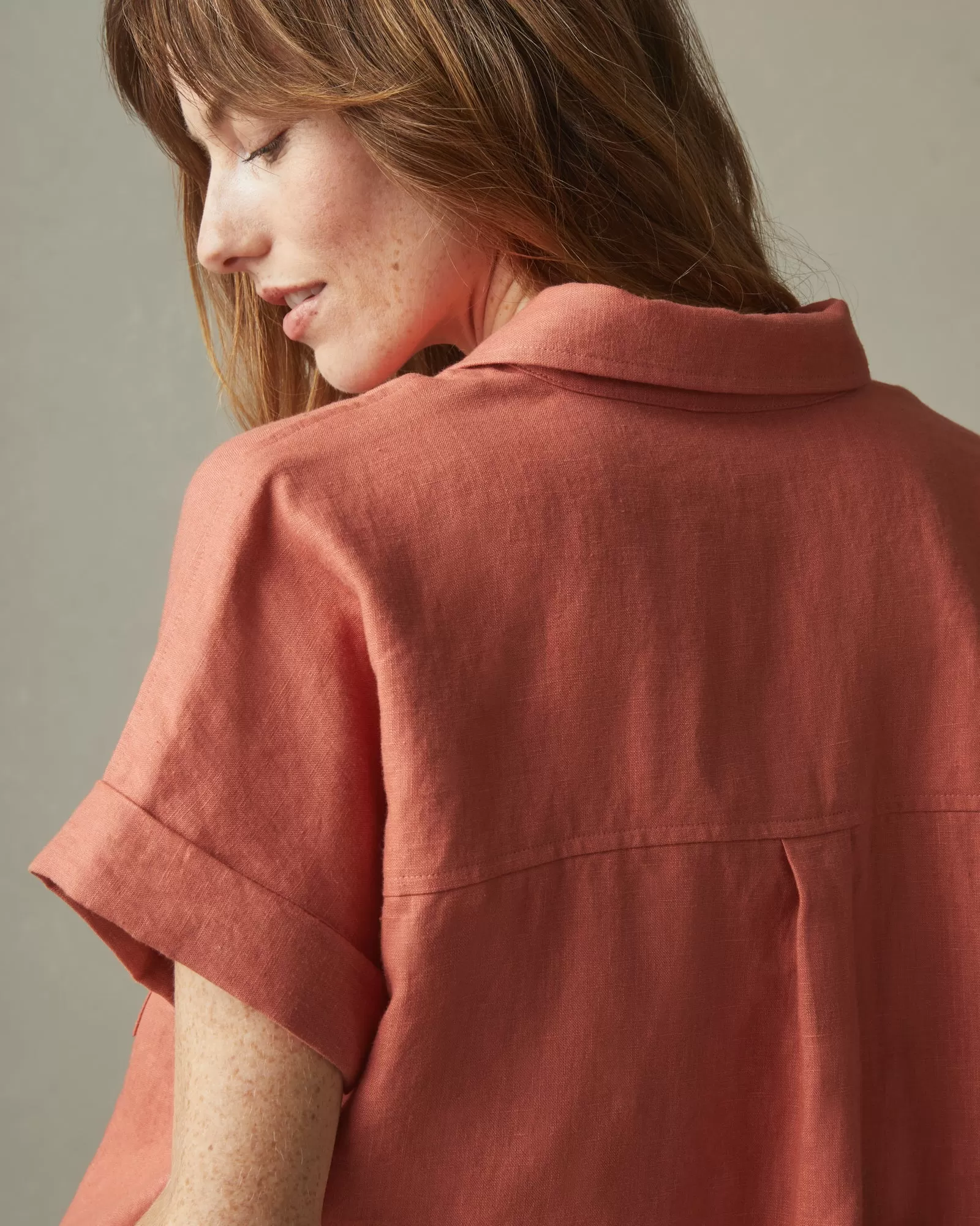 Easy Linen Shirt - Deep Apricot