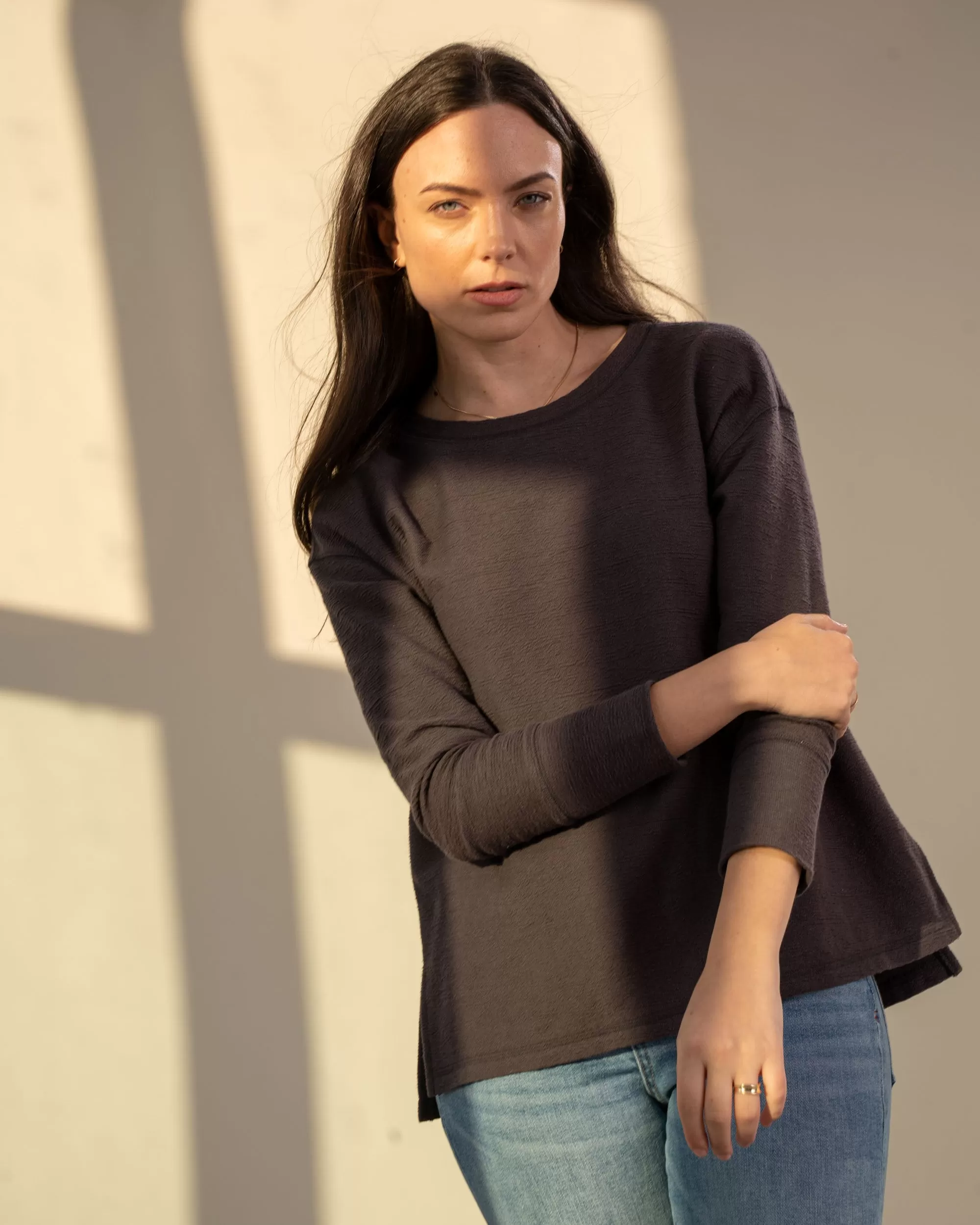 EcoKnit Textured Long-Sleeve Tee