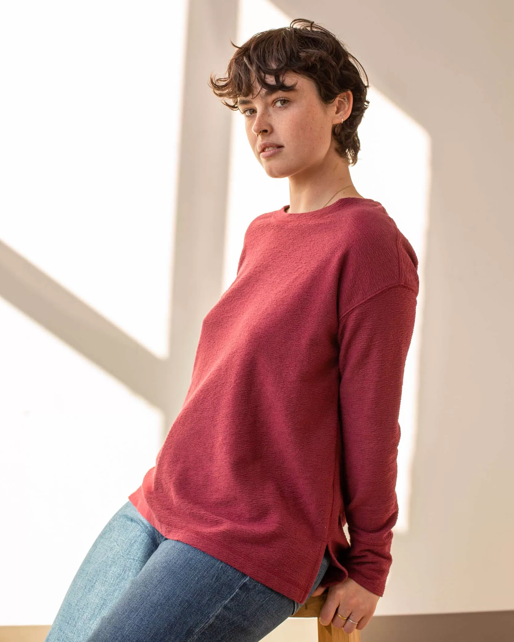 EcoKnit Textured Long-Sleeve Tee