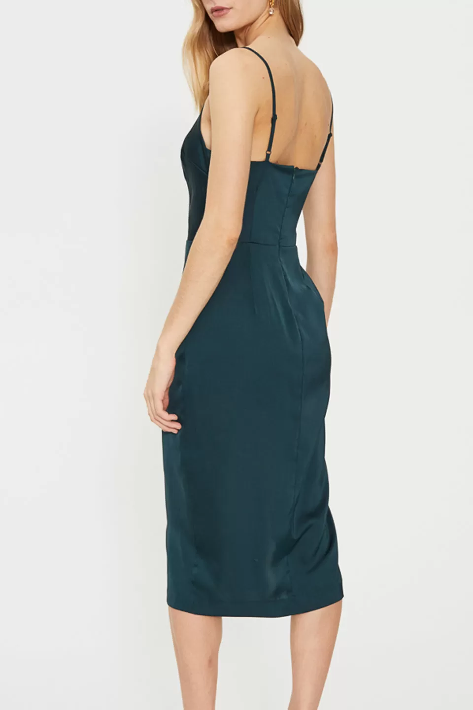 Eden Twist Drape Strappy Evergreen Dress