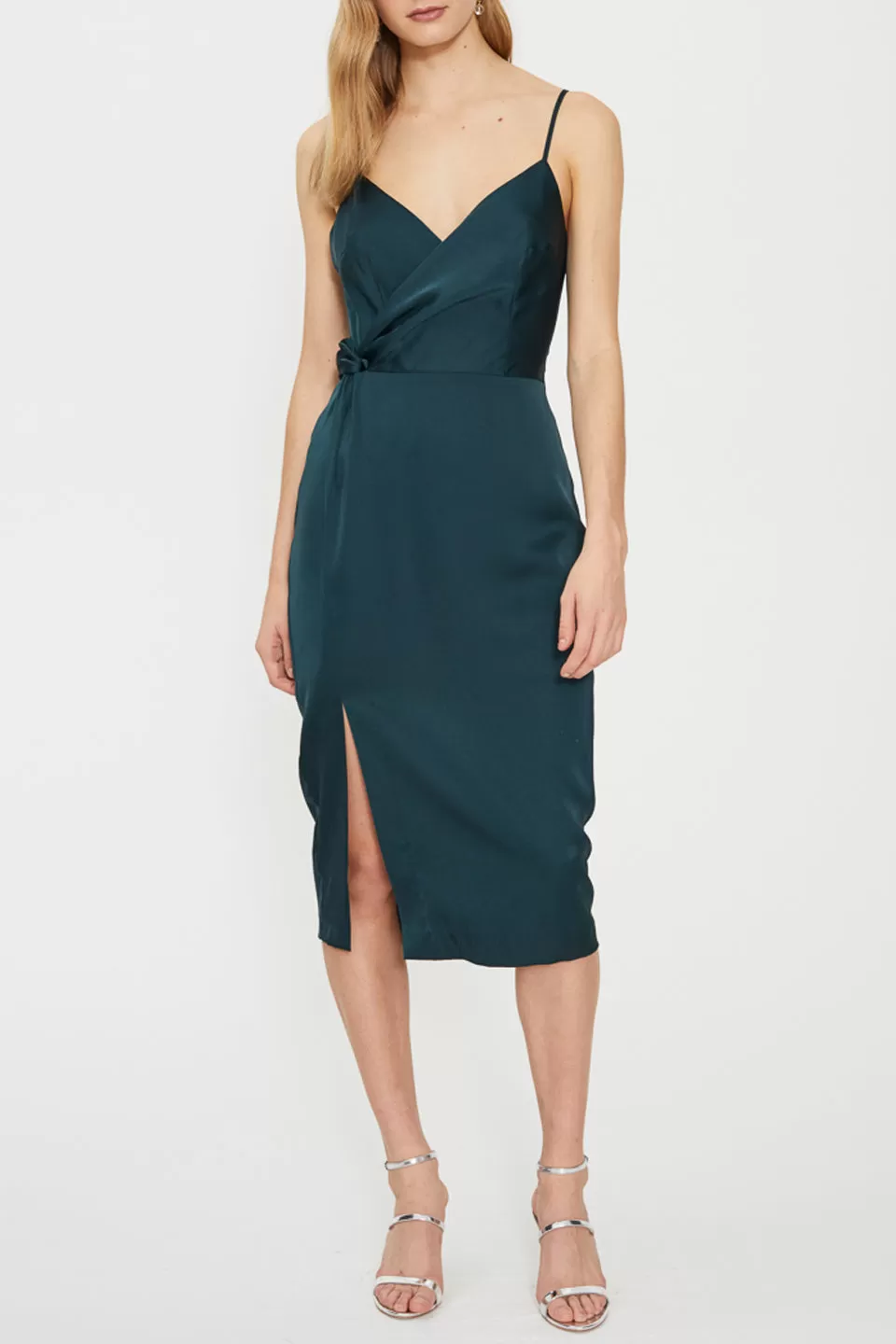 Eden Twist Drape Strappy Evergreen Dress