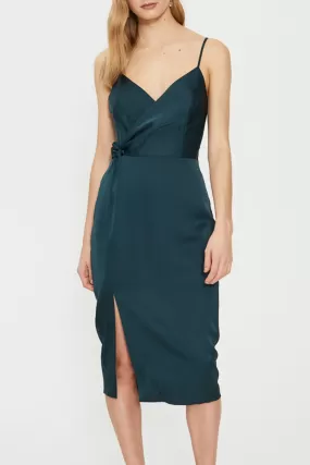 Eden Twist Drape Strappy Evergreen Dress