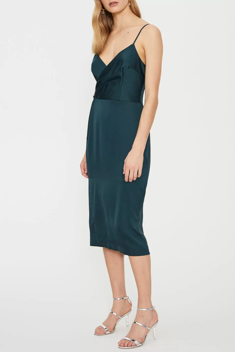 Eden Twist Drape Strappy Evergreen Dress