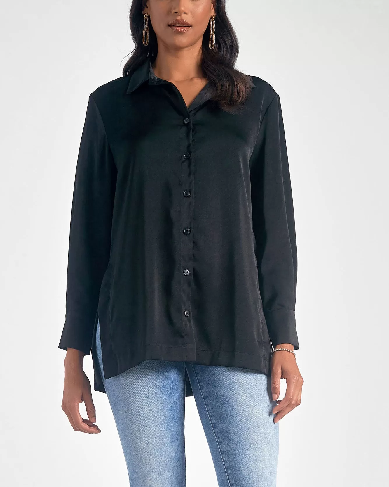 Elan Button Down Silky Top