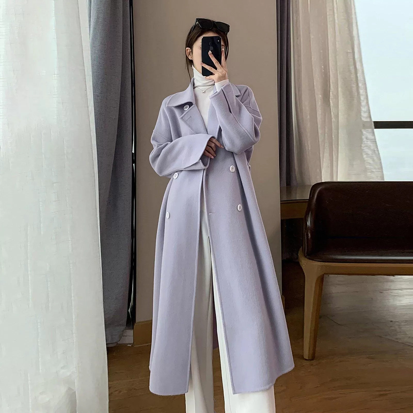 Eleanor Belted Long Wool Coat