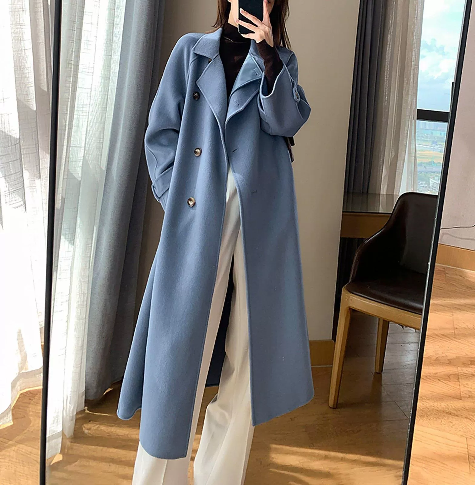 Eleanor Belted Long Wool Coat