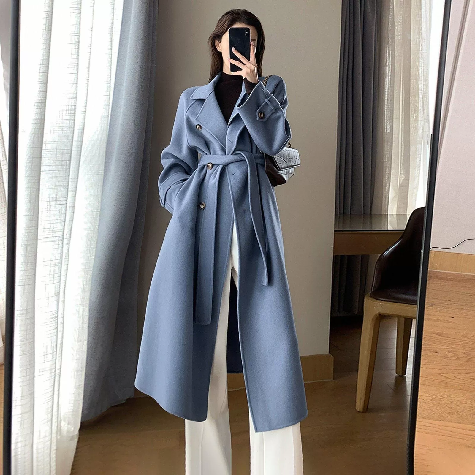 Eleanor Belted Long Wool Coat