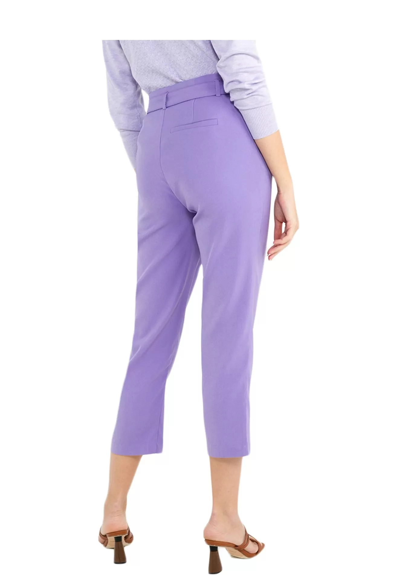 ELLE Apparel Belted Split-Hem Straight Pants