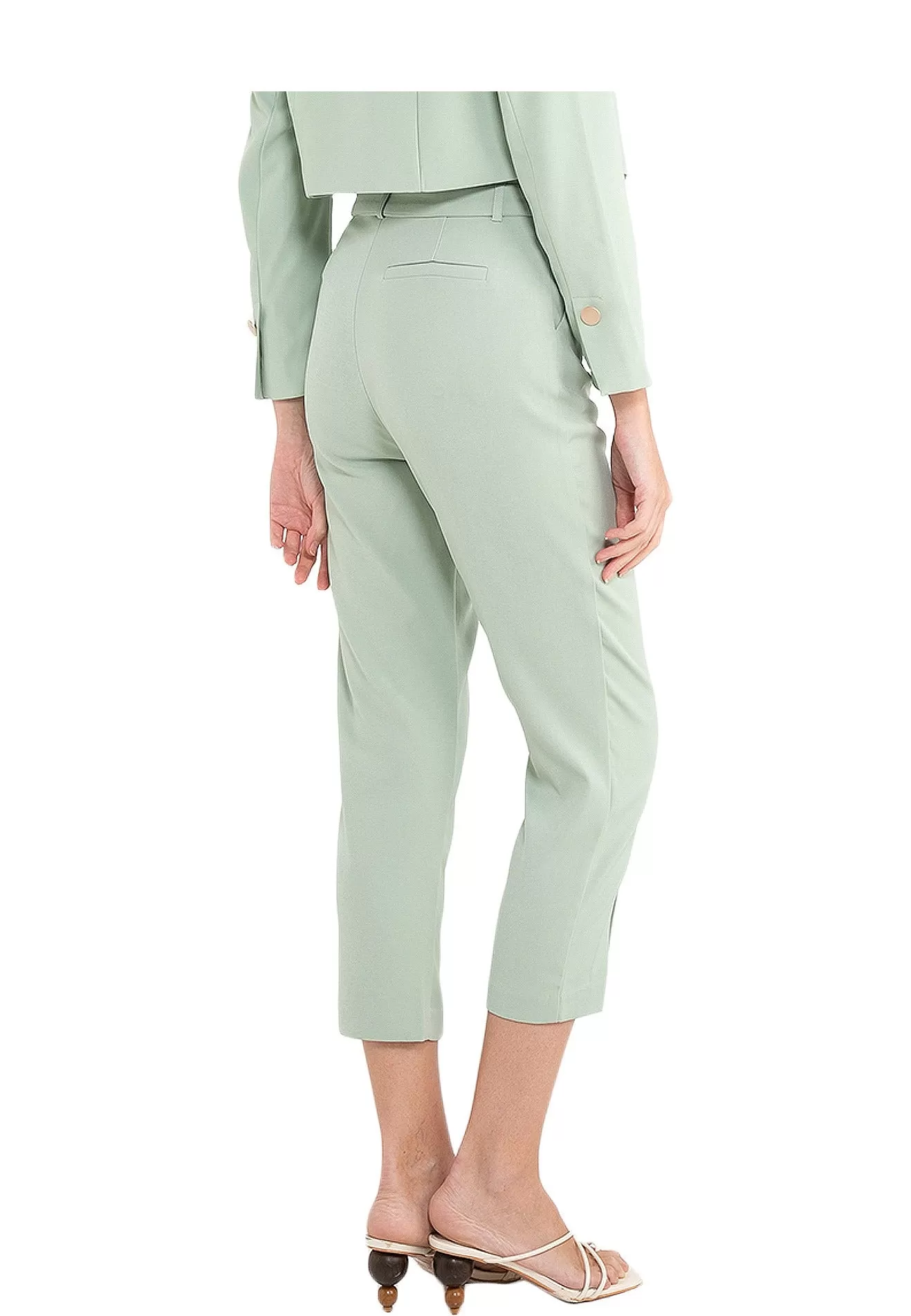 ELLE Apparel Belted Split-Hem Straight Pants