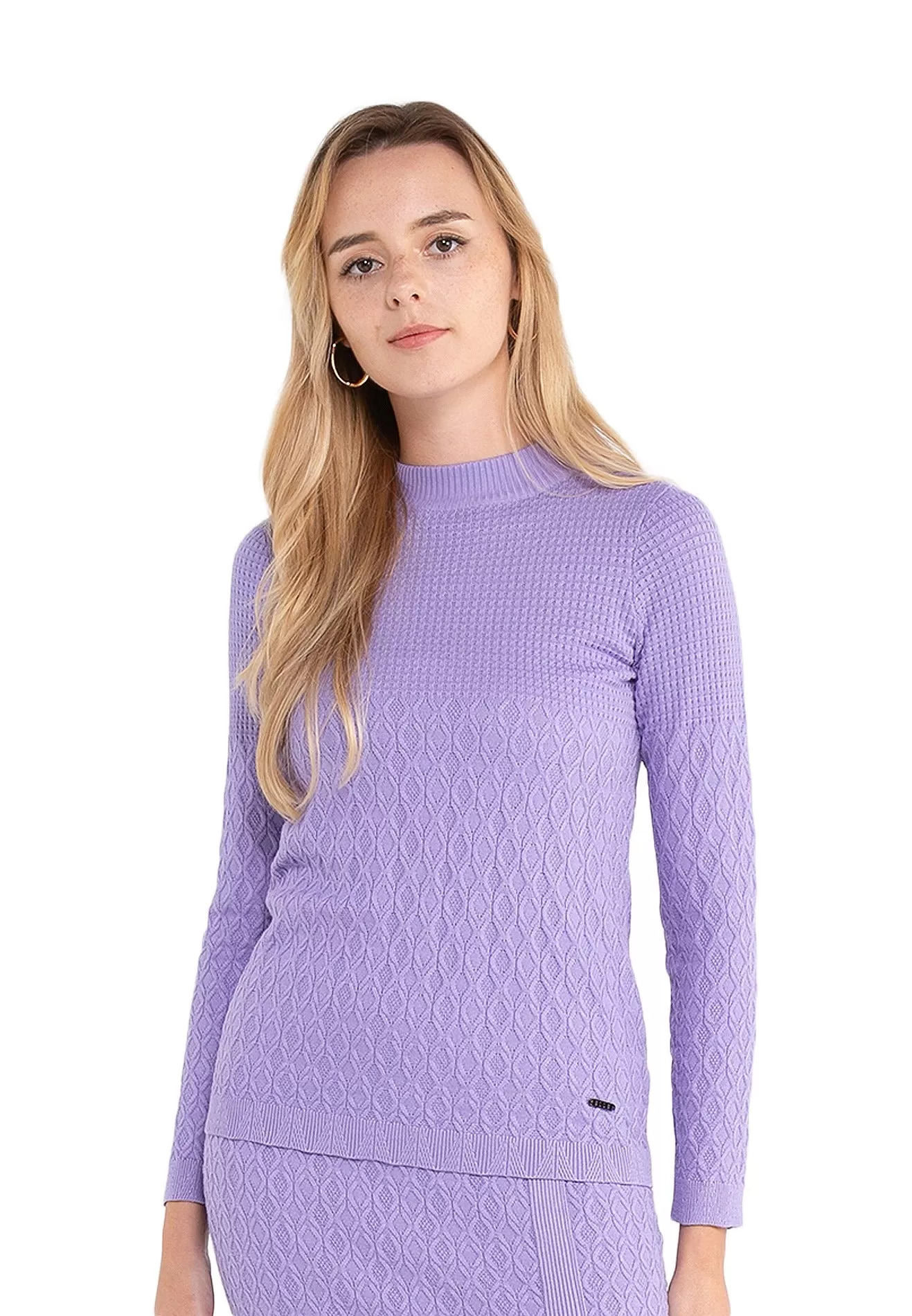 ELLE Apparel High Neck Yarn Knit Top