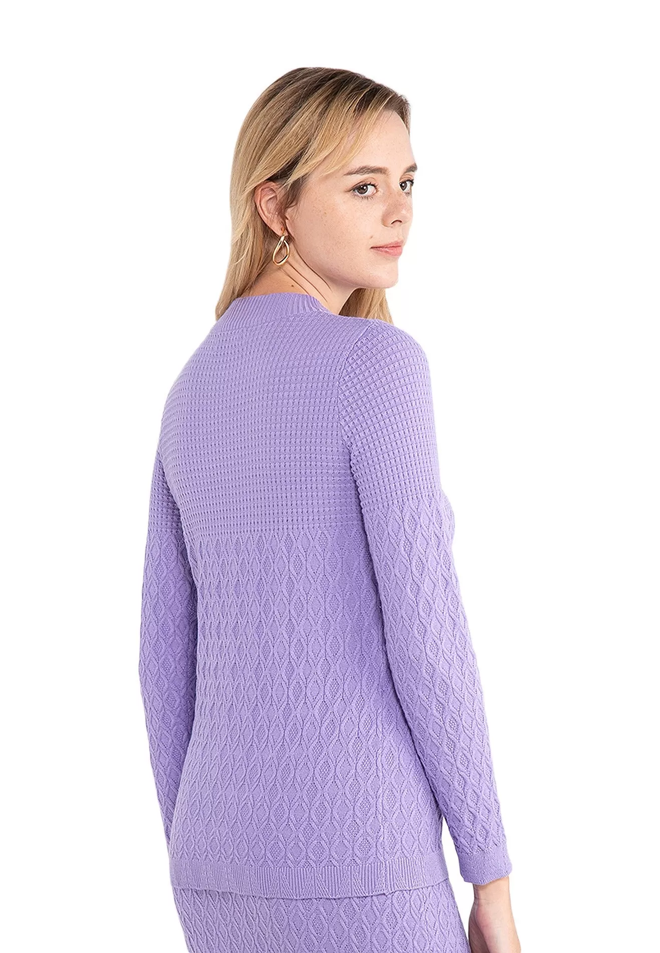 ELLE Apparel High Neck Yarn Knit Top