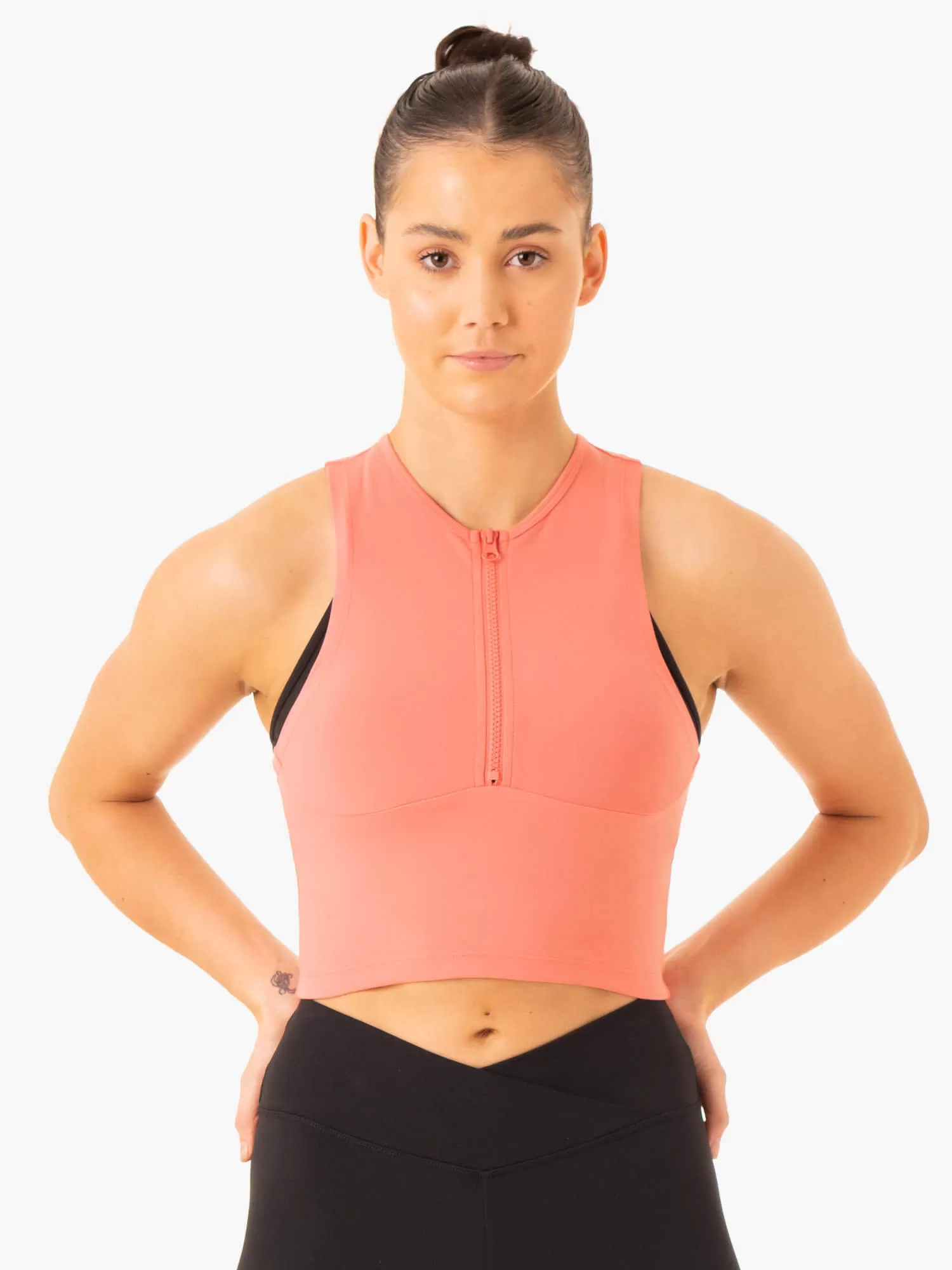 Embody Zip Up Crop - Rose Pink