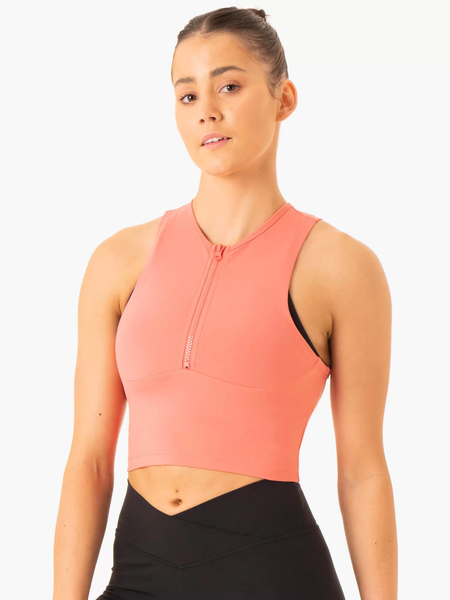 Embody Zip Up Crop - Rose Pink