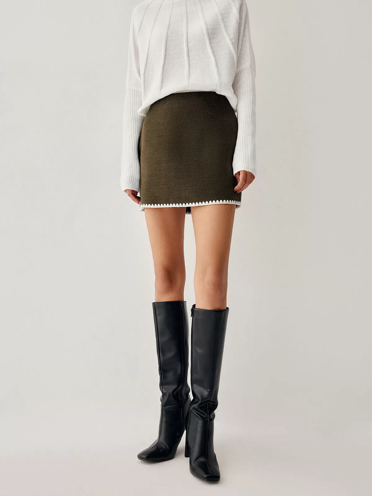 Embroidered Trim Mini Skirt