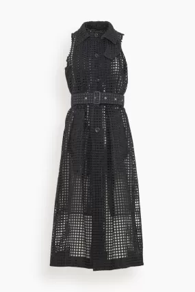 Embroidery Lace Coat Dress in Black