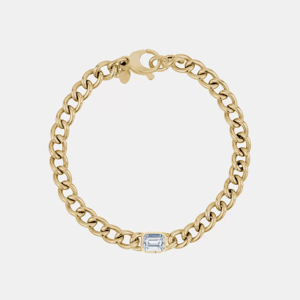 Emerald Cut Diamond Cuban Link Bracelet