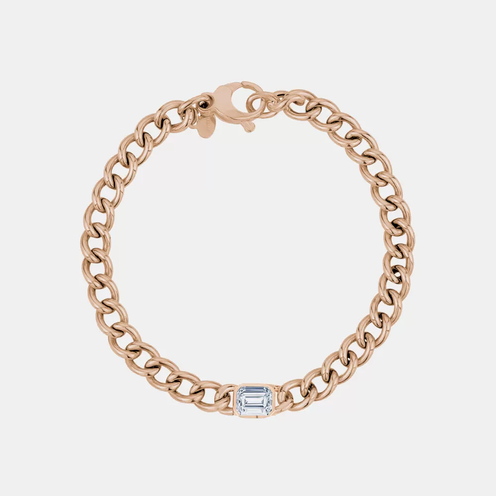 Emerald Cut Diamond Cuban Link Bracelet