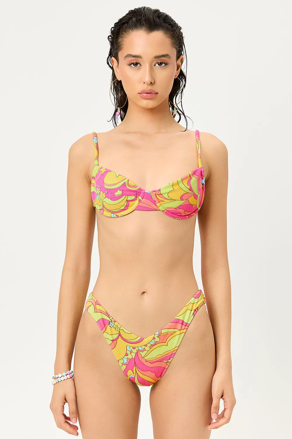 Enzo Terry Cheeky Bikini Bottom - Peace Terry