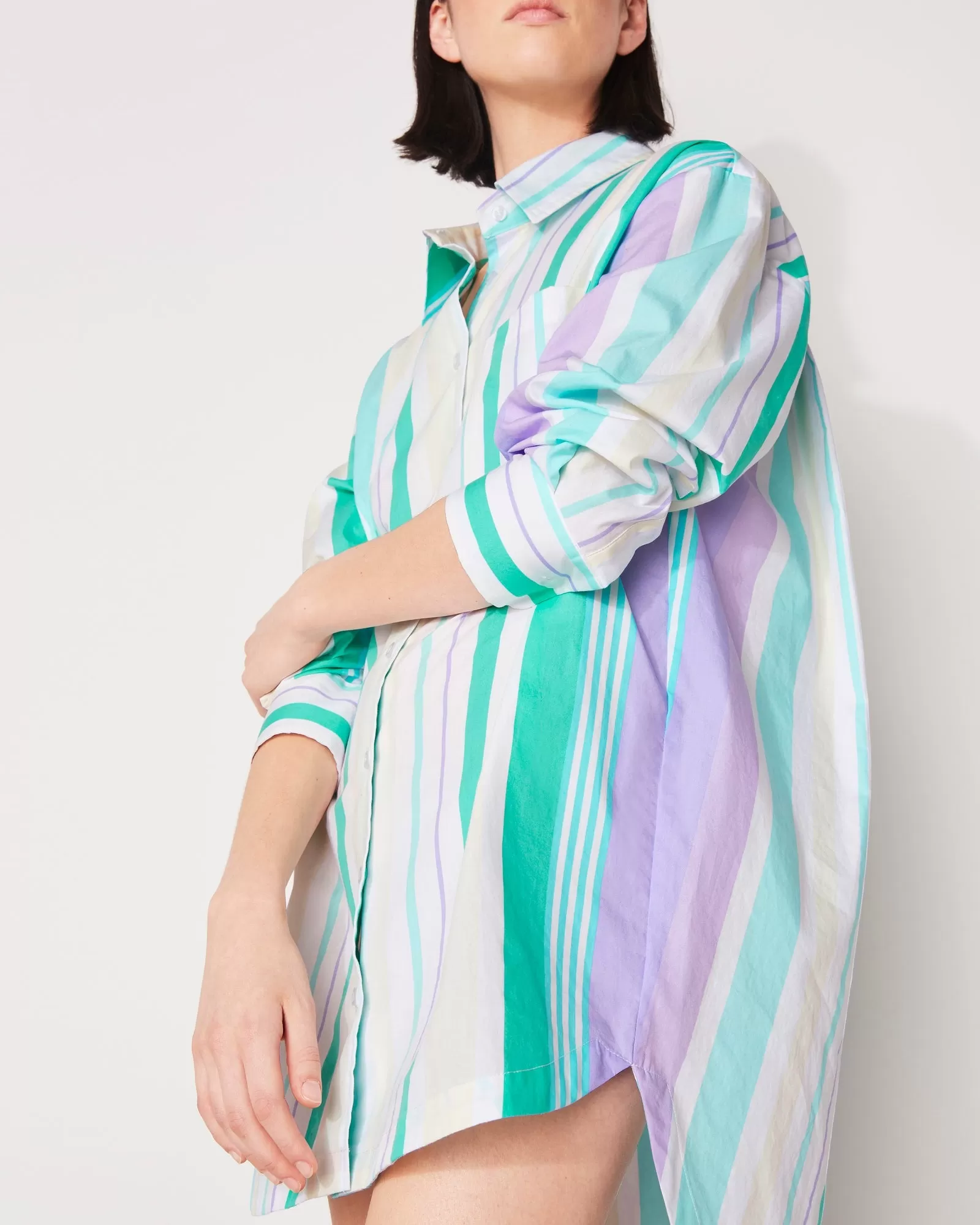 EVERYDAY SHIRT DRESS - LAVENDER MULTI STRIPE