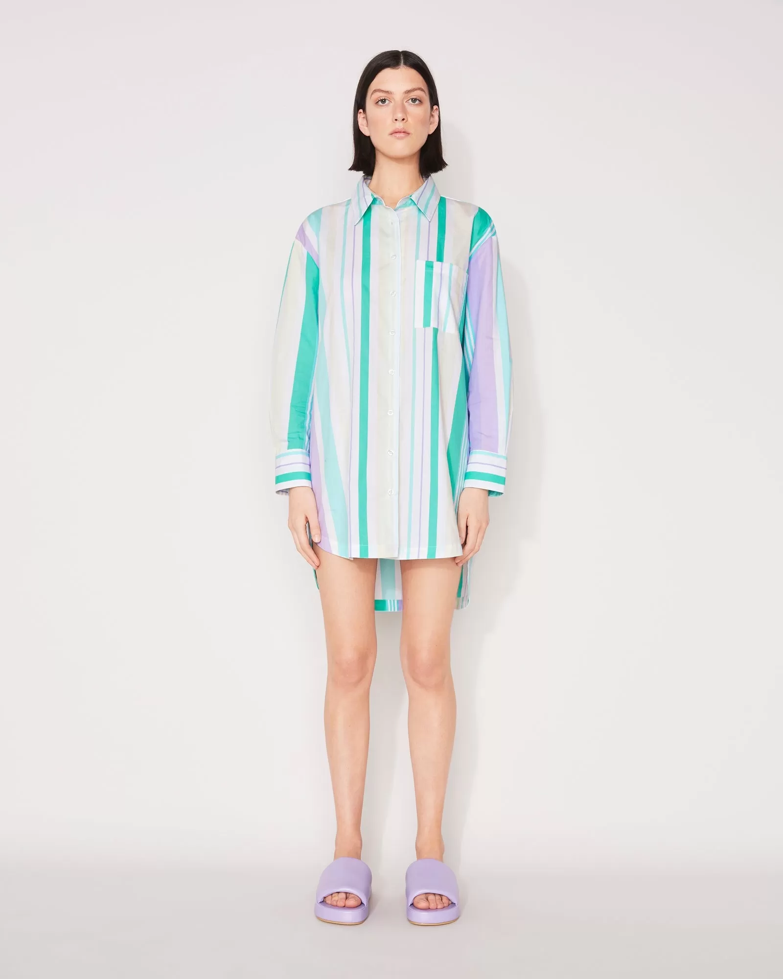 EVERYDAY SHIRT DRESS - LAVENDER MULTI STRIPE