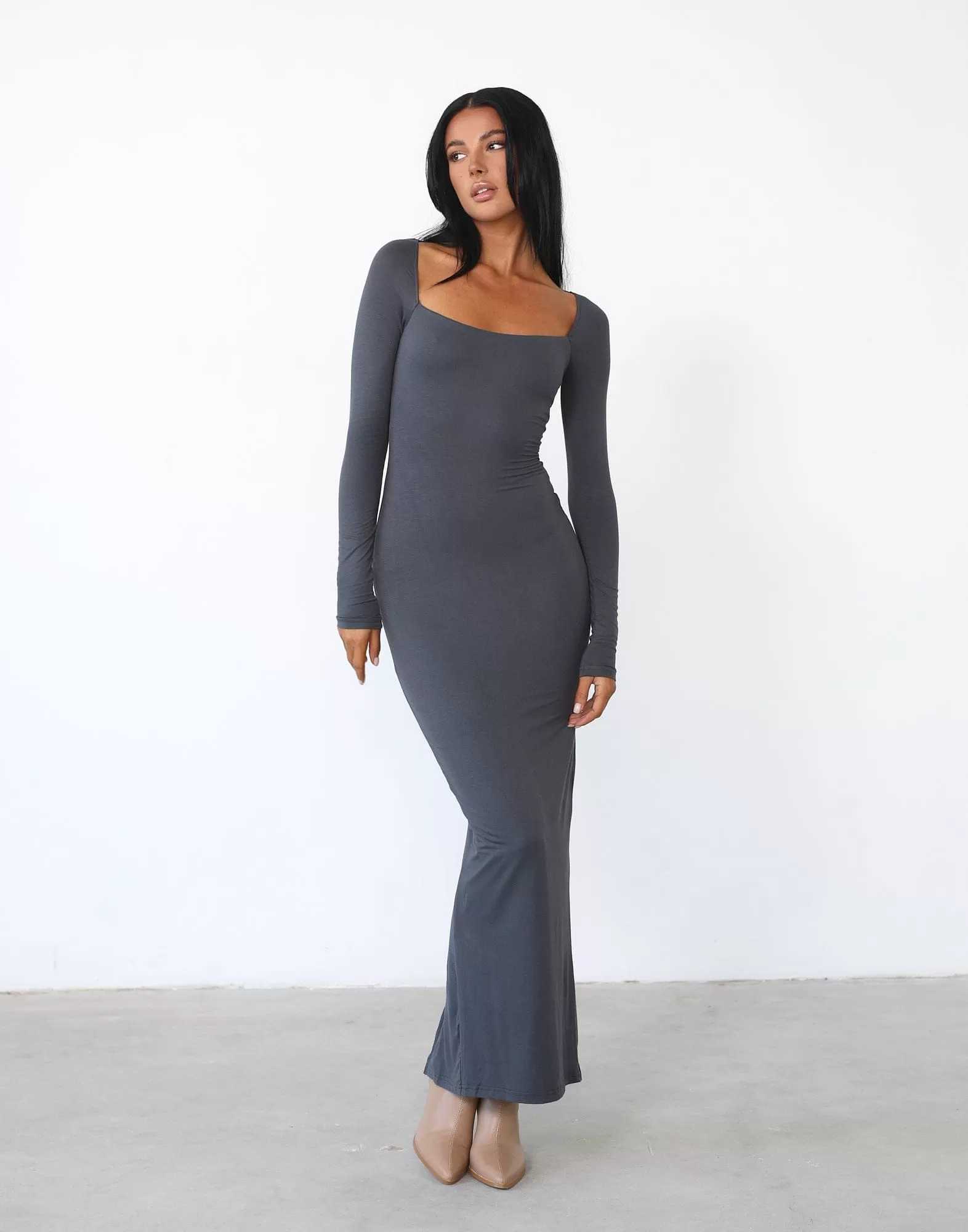 Eyes On Me Maxi Dress (Charcoal)