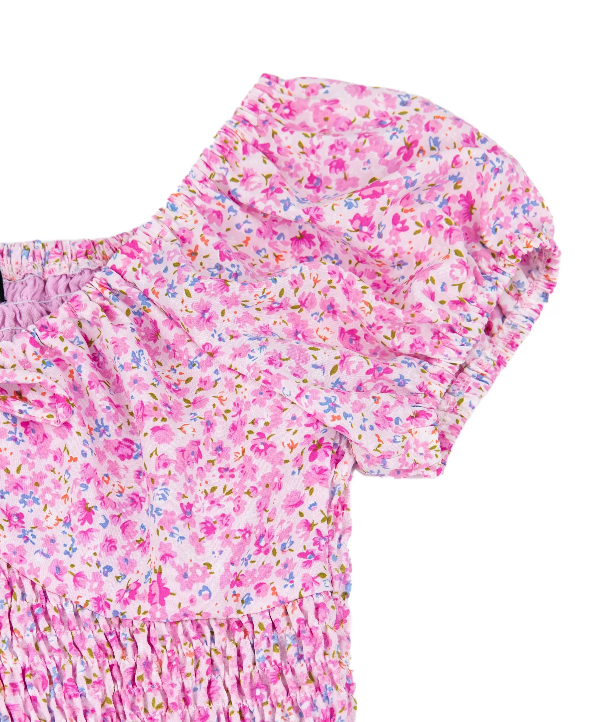 FBZ Girls Pink/Blue Floral Smock Dress