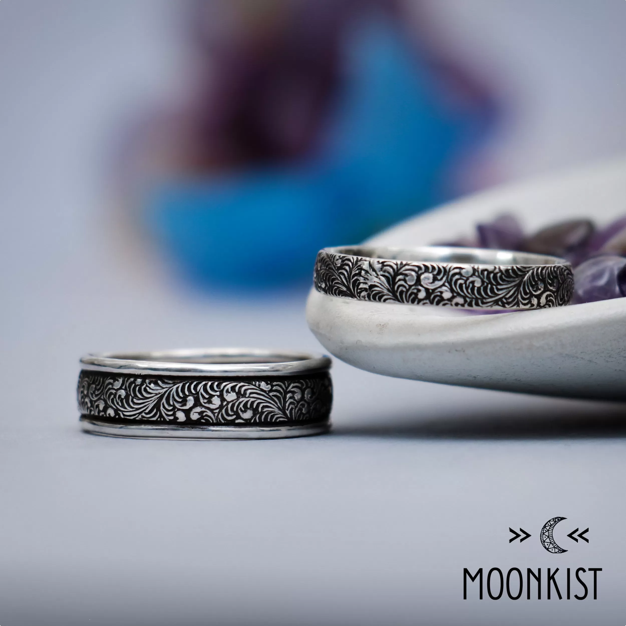 Fern Wedding Ring Set .925 Sterling Silver | Moonkist Designs