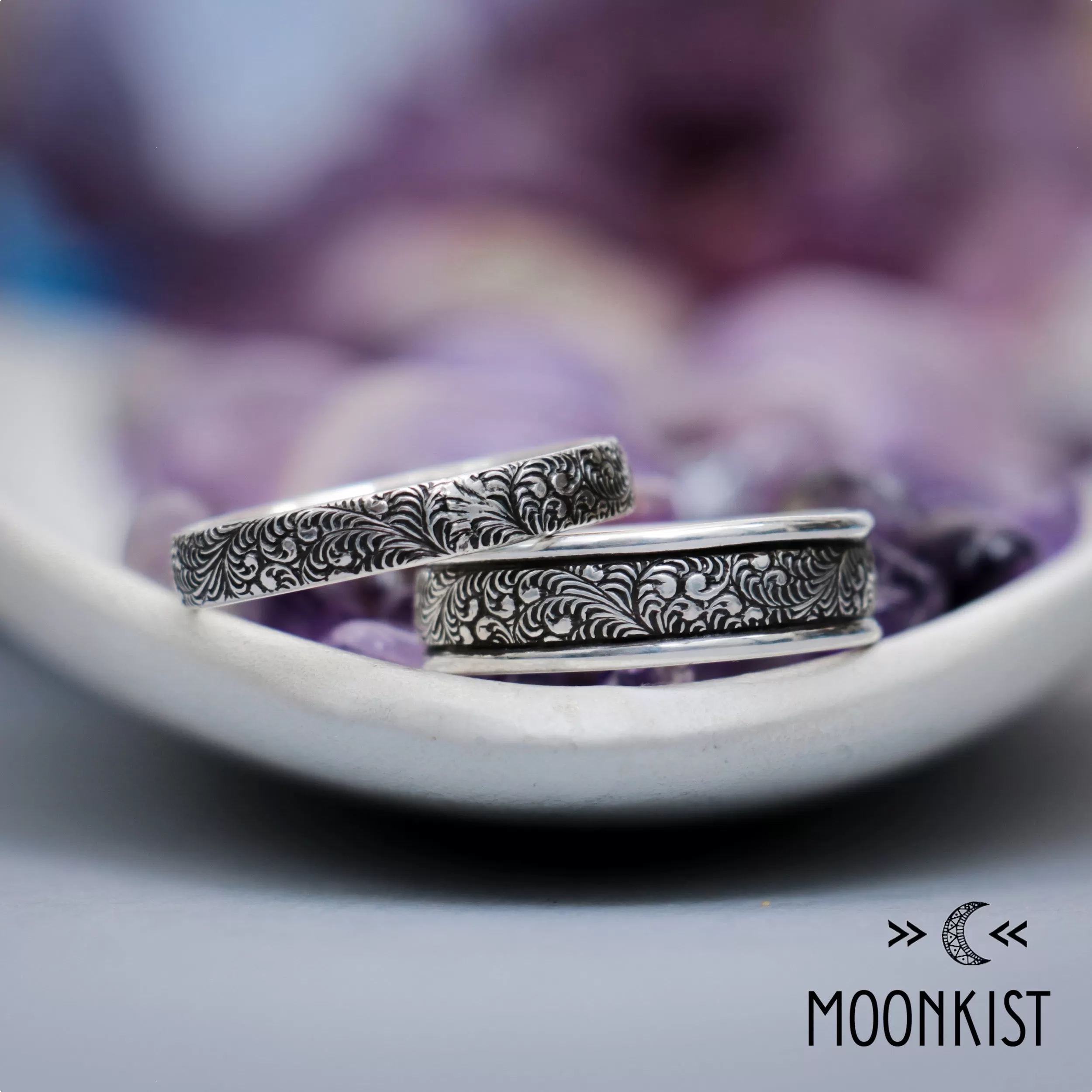 Fern Wedding Ring Set .925 Sterling Silver | Moonkist Designs