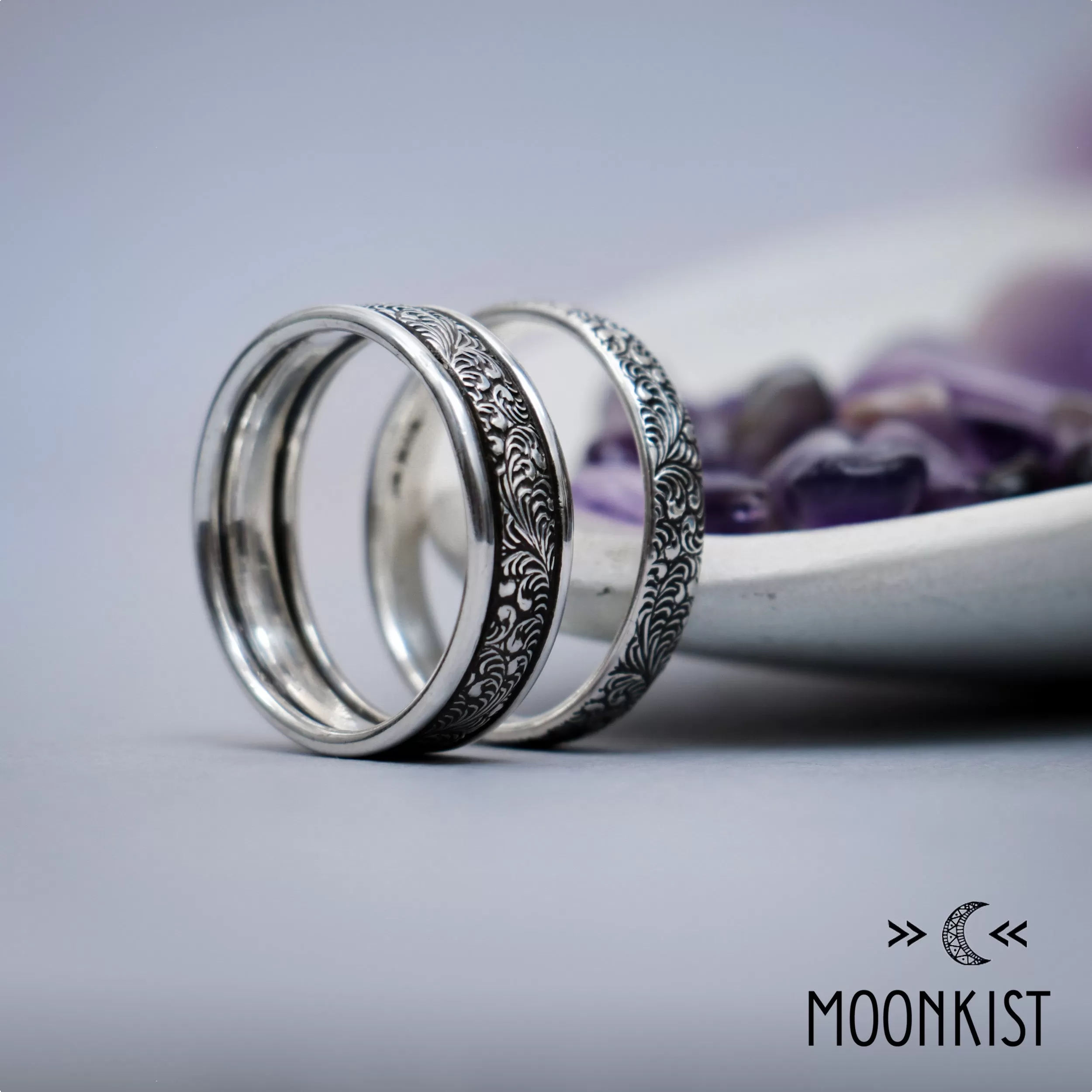 Fern Wedding Ring Set .925 Sterling Silver | Moonkist Designs