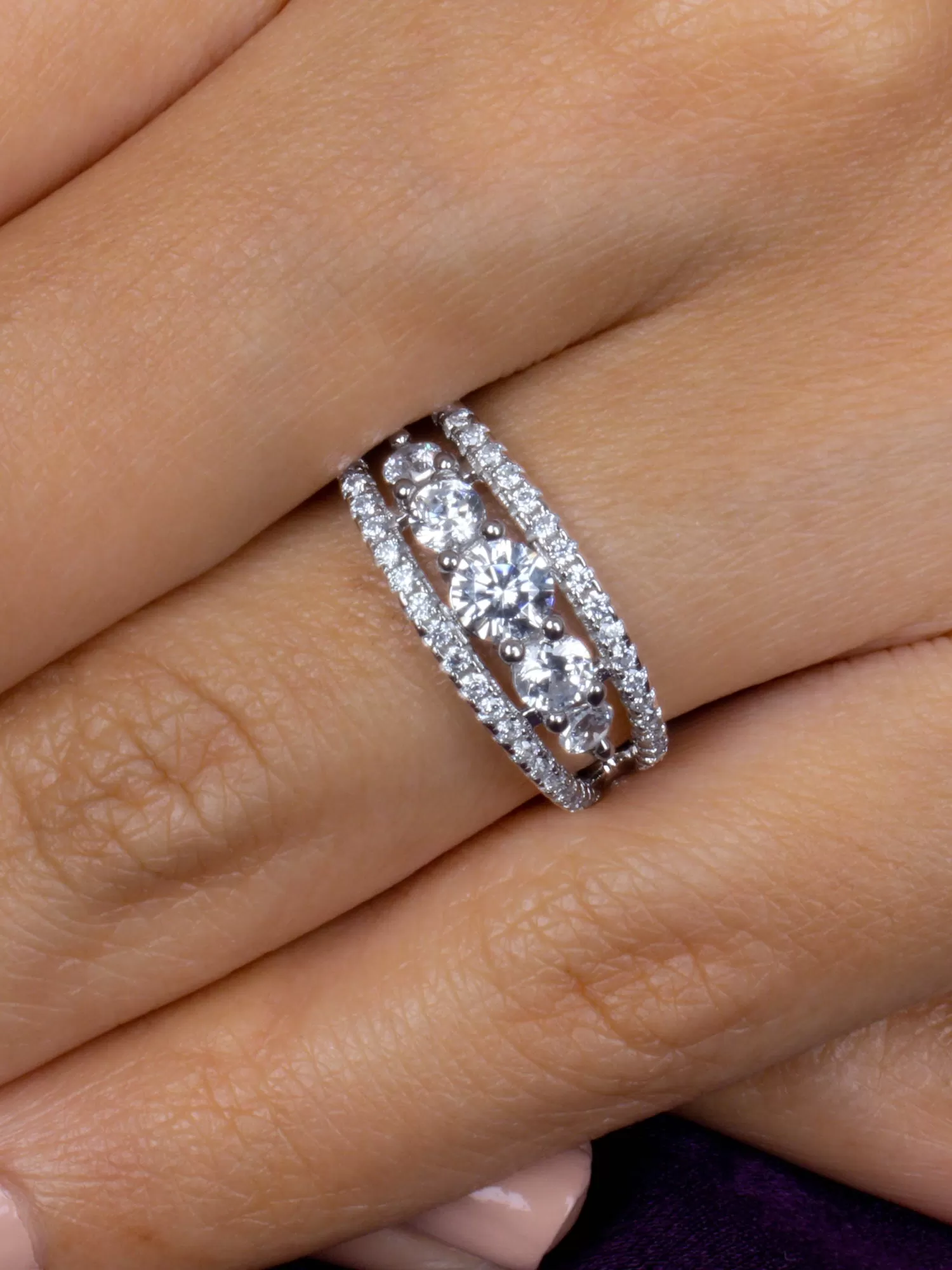 Five Stone American Diamond Band Ring