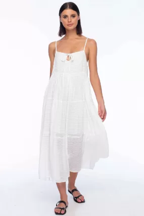 Flora White Cami Tiered Midi Dress