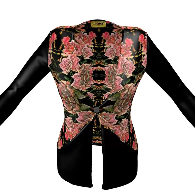 Floral Embosses: Roses 06-01 Ladies Designer Drop Pocket Cardigan