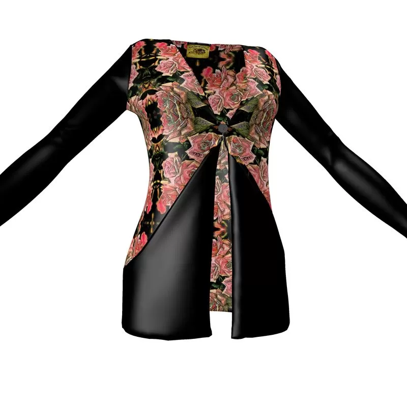 Floral Embosses: Roses 06-01 Ladies Designer Drop Pocket Cardigan