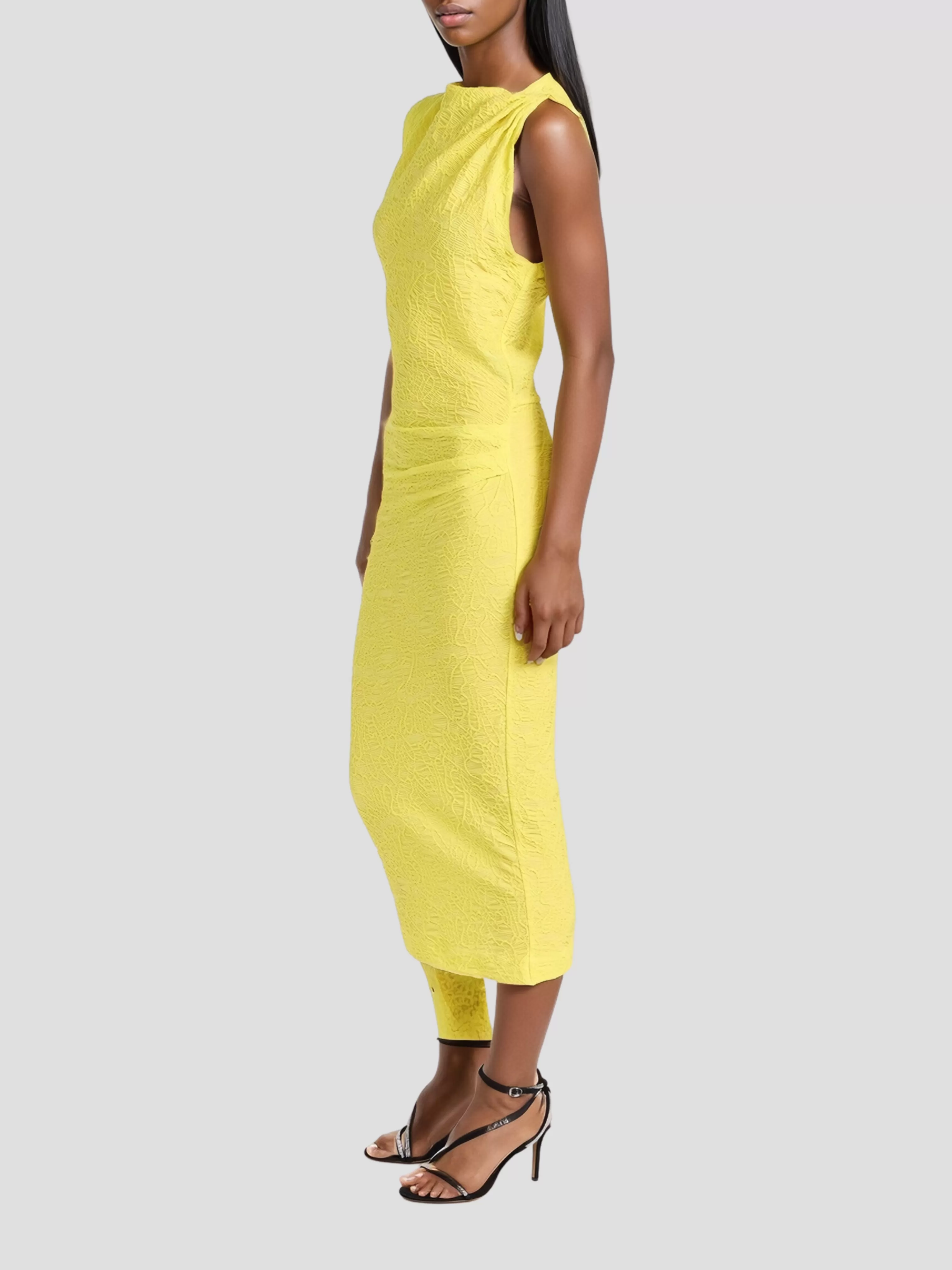 Franzy Draped Jacquard Cotton-Blend Midi Dress