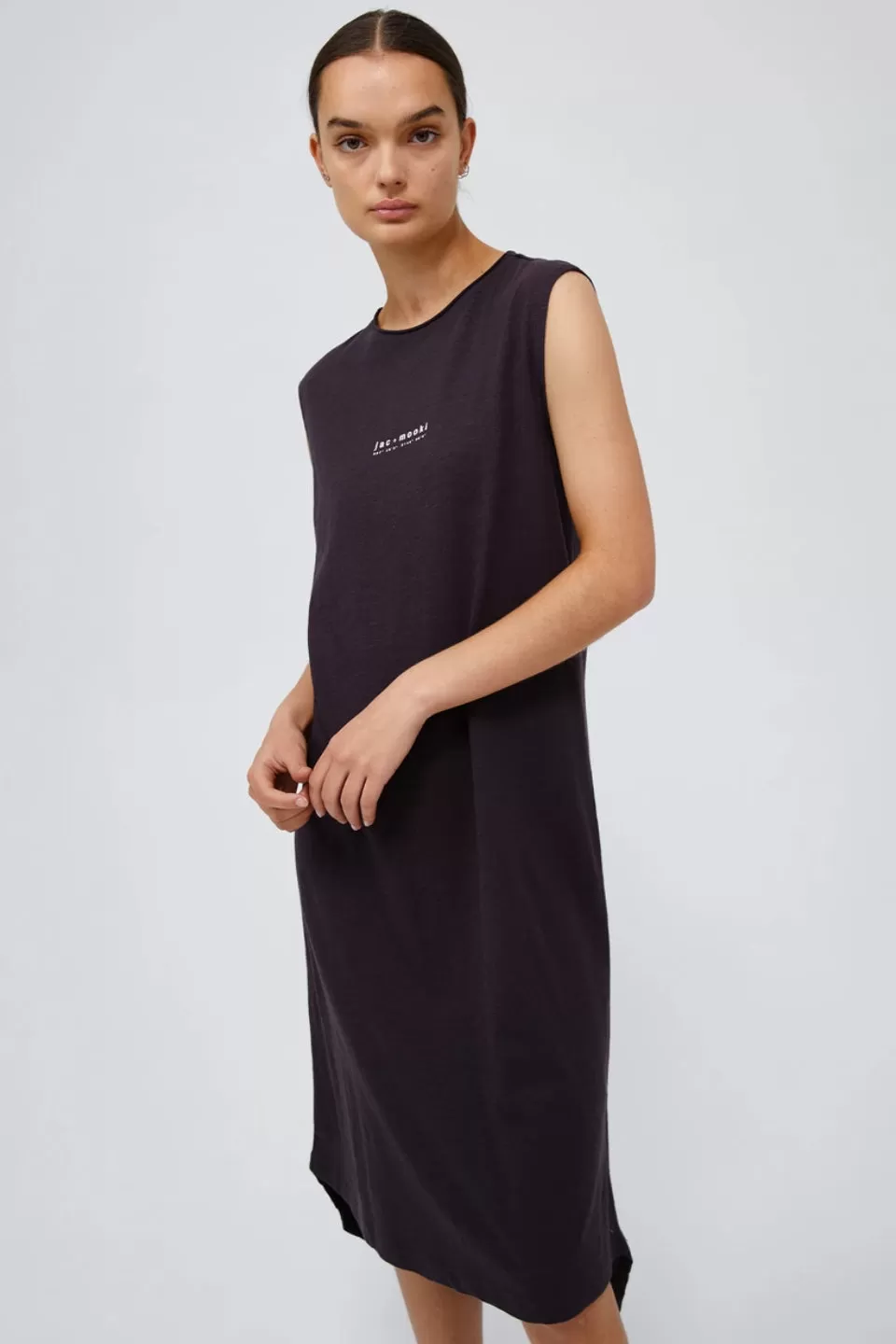 Gigi Logo Vintage Black Tank Midi Cotton Dress