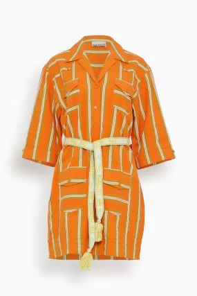 Gina Stripe Mini Dress in Tangerine