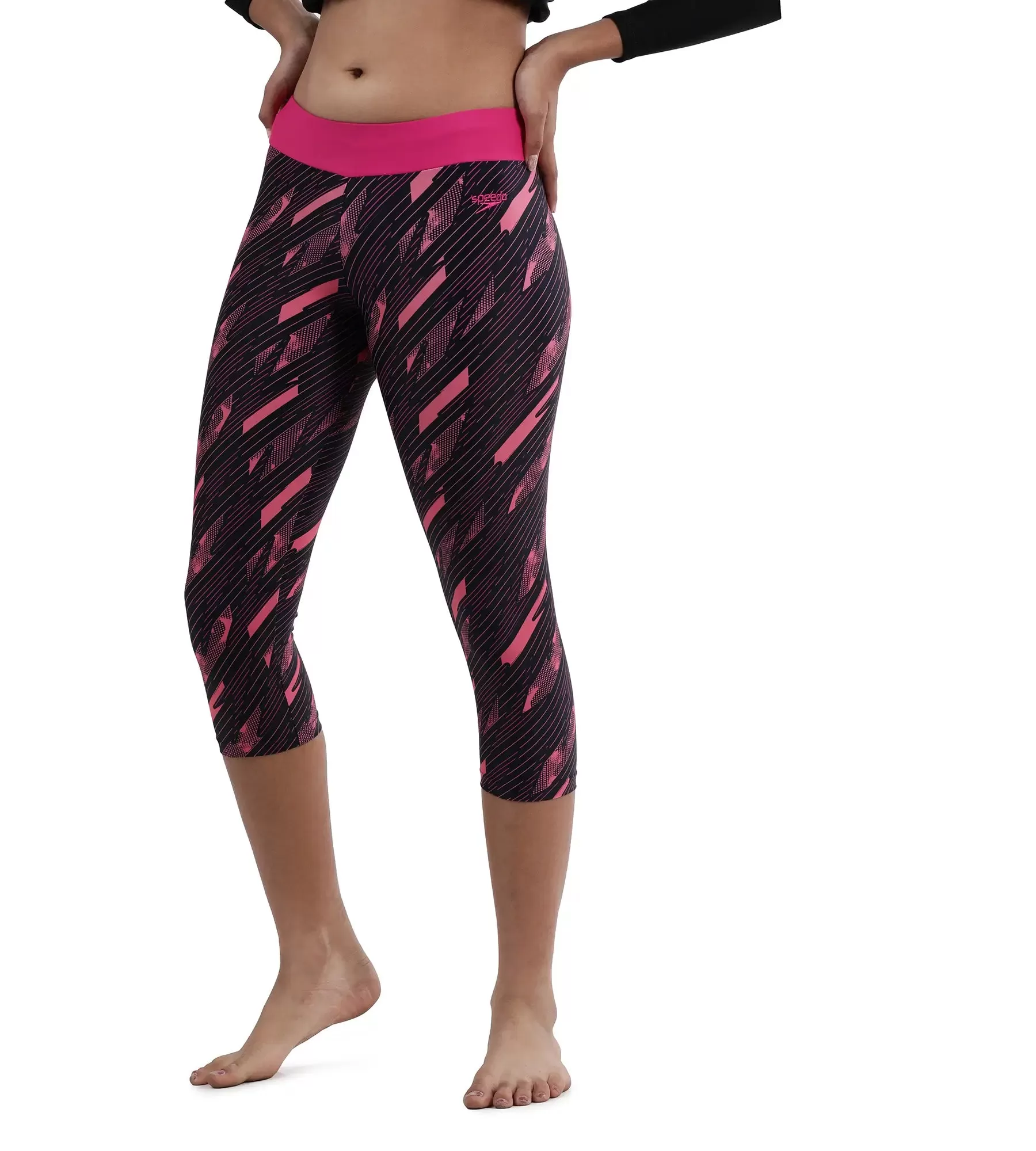 Girl's Endurance Hyperboom Printed Capri - Truenavy  &  Electricpink