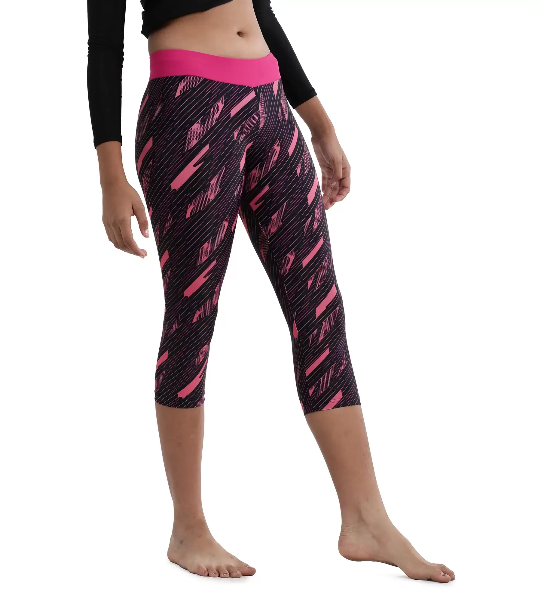 Girl's Endurance Hyperboom Printed Capri - Truenavy  &  Electricpink