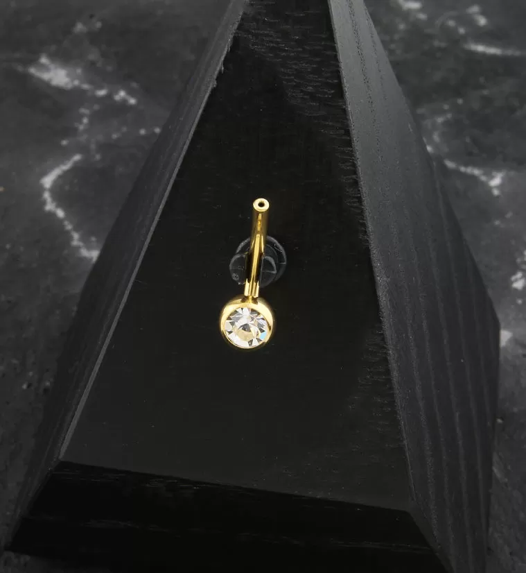 Gold PVD Bezel Clear CZ Titanium Threadless Belly Button Ring Base