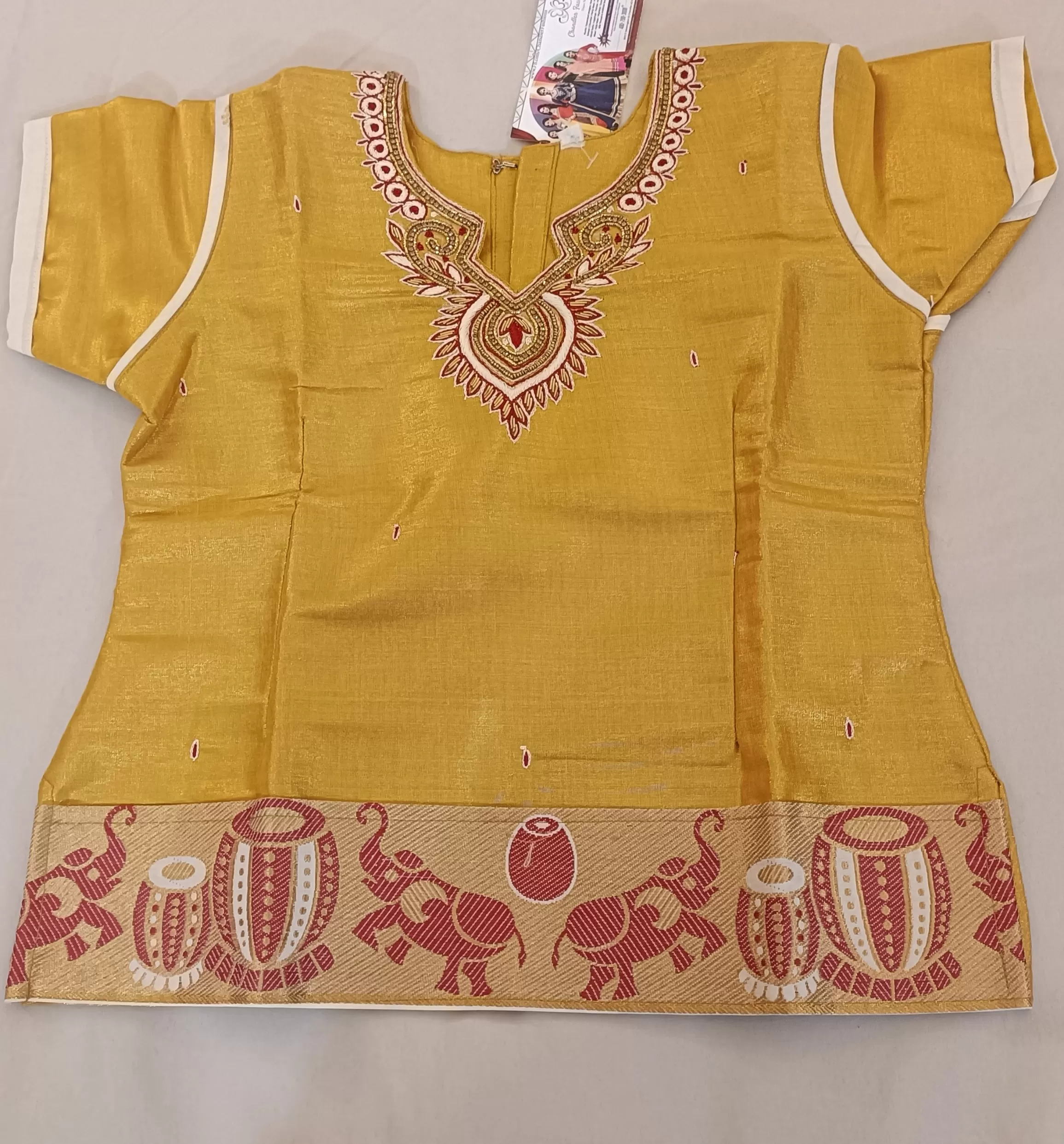 Gorgeous Yellow Color Embroidered And Stone Work Silk Langa Set