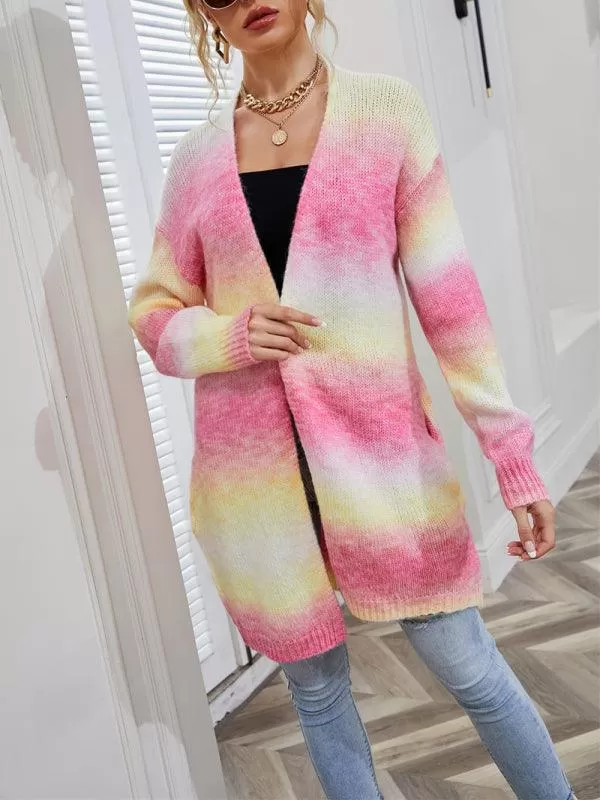 Gradient Tie-Dye  Women Cardigan Sweater