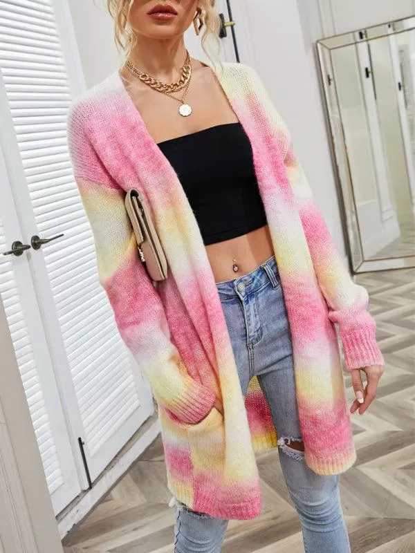 Gradient Tie-Dye  Women Cardigan Sweater