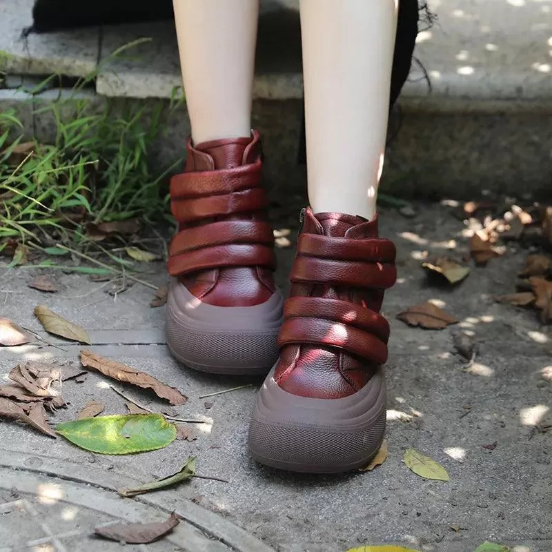 Handmade Red Leather Chelsea Ankle Boots - Women's Casual Shoes (TF111)