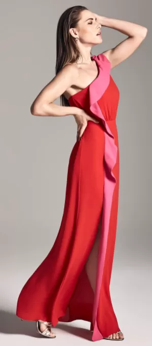 Harper One Shoulder Ruffle Gown