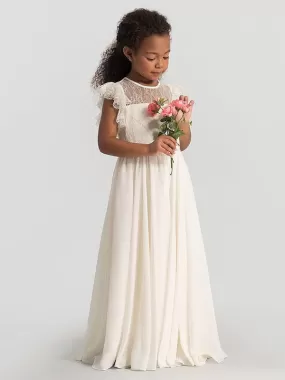 Jewel Neck Pleated Sleeveless Flower Girl Dresses Formal Kids Pageant Dresses