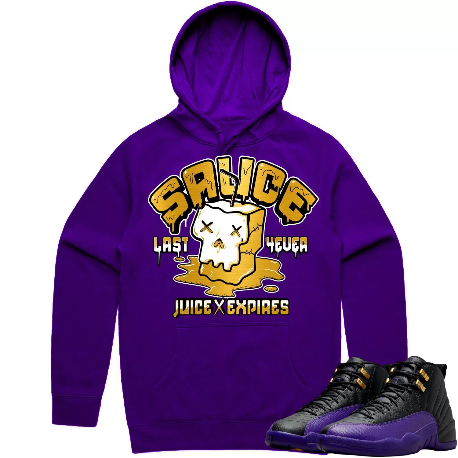 Jordan 12 Field Purple 12s Hoodie to Match - GOLD METALLIC SAUCE